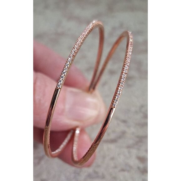 NEW Nordstrom Cubic Zirconia and Rose Gold Nickel -Free Hoop Earrings - Picture 5 of 6